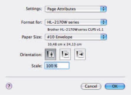 Načini tiskanja Opomba Če uporabite ovojnico #10, izberite Com-10 za nastavitev Paper Size (Velikost papirja).