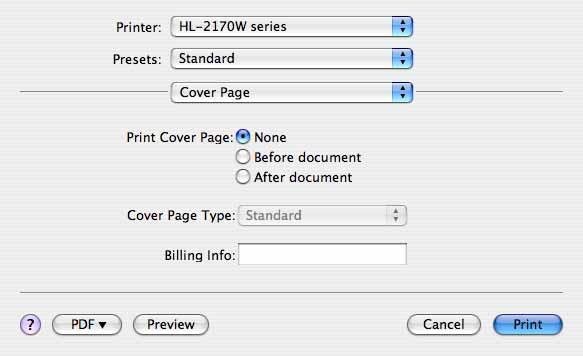 Gonilnik in programska oprema Cover Page (Naslovna stran) (za Mac OS X 10.
