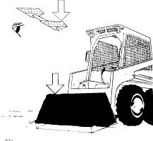 3.4D). Drive the loader forward at a slow rate and continue to tilt the bucket down until it enters the ground. Push down on the heel of the bucket pedal (Fig. 3.