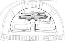 Your vehicle s jack, wheel wrench, and nut cap removal tool are stored in a container in the floor, under the spare tire. 1. Open the trunk and remove the spare wheel cover.
