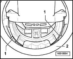 Page 26 of 41 69-20 Rear belt adjuster, removing and installing Removing Note: It is not necessary to remove the rear shelf when removing the rear belt adjuster.