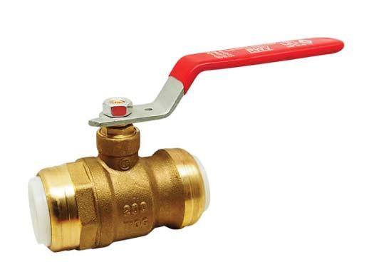 5070AB Low Lead Brass EzGrip Ball Valve 200# WOG Full Port, Brass Body EzGrip push to connect ends Chrome Plated ball Field Adjustable/removable Adjustable Packing Blow-out Proof Stem Compatible