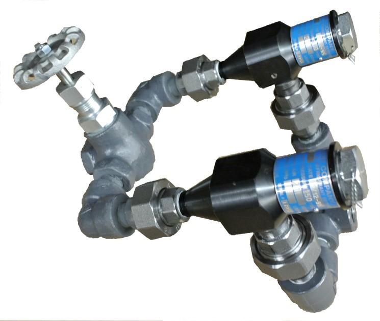 have a pressure relieving device, and must have a relief device system consisting of two (2) pressure relief valves in parallel on a three-way manifold.