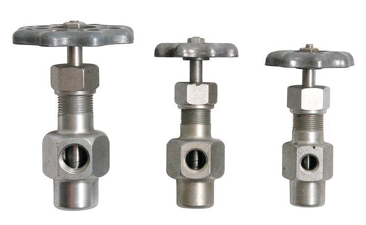 HAND VALVES LINE (ANGLE OR TEE) ANGLE LINE VALVES: 401, 402, 403, 404 TEE LINE VALVES: 405, 406, 407, 408 Line valves are made of all steel construction and all parts are zinc plated.