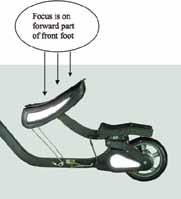 High-speed step method: Start with the front part of a foot on the front pedal. The center of gravity will remain on the forward part of the front foot.