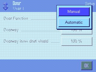 If you activate the Automatic door function, the doors of the outer and inner draft shields open and close automatically whenever necessary.