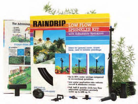 S PR I N K LE R K ITS VE G ETAB LE K ITS For ground cover, hillsides & new plantings 1/4" line Mini In-line drippers R547DP Low-Flow Sprinkler Kit (6 per case) with Adjustable Sprinkler Heads