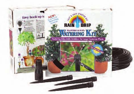 PLANTE R S & P OTS K ITS CONTAI N E R K ITS plants in large containers 1/4" line 1/4" line to planter boxes, potted plants & hanging baskets R551D Planters & Pots Watering Kit (10 per case) featuring