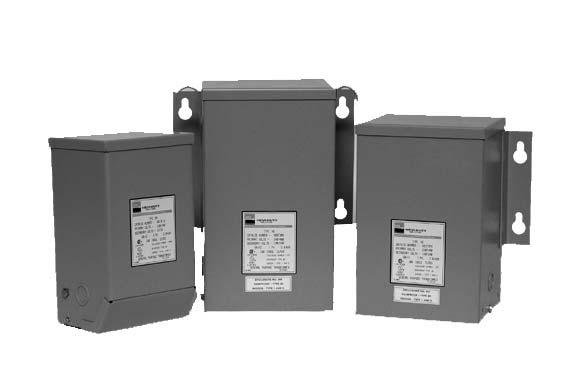 General Purpose Transformers 6 Description Dry-type transformers (en cap su lat ed, ventilated or non-ventilated), 600 Volt Class, isolation type, single and three phase, through 500.