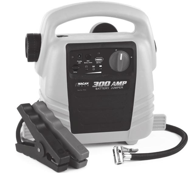 Item No. : 7004 300 Amp Battery Jumper User s Manual CHARGE UNIT FOR 48 HOURS BEFORE FIRST USE. RECHARGE EVERY 3 MONTHS AND AFTER EACH USE.