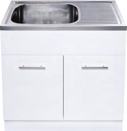 SLMC630 45LT Timber White Gloss Laundry Cabinet & S/Steel