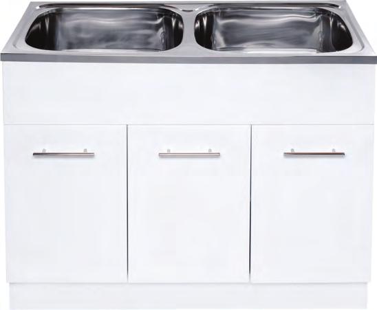 White Gloss Cabinet with Single Bowl & Drainer Trough 900 x