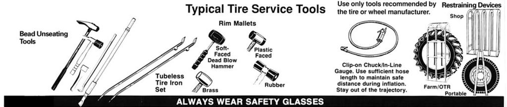 1 BEFORE SERVICING ANY TIRE RIM/WHEEL ASSEMBLY ALWAYS comply with the procedures on this chart and in the tire/wheel manufacturer's catalogs, instruction manuals or other industry and government