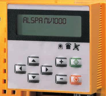 ALSPA MV1000 with universal communication facilities Easy handling due to: Clearly structured menus 2-line plain text LCD display LEDs to indicate operating status 4 Keys for run/stop and motor