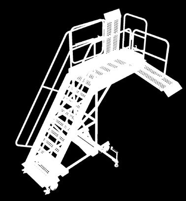 Track Access Stair features a large cantilever platform. This design allows a safe unobstructed path over track assemblies to access cab or to perform routine maintenance around tracked equipment.