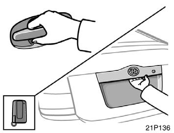 30 21p136 UNLOCKING THE DOOR(S) WITH SMART FUNCTION The smart entry and start system can be used to unlock the door(s) without being inserted into the door keyhole.