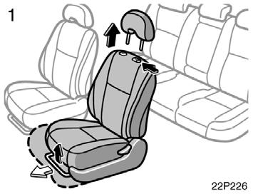 Flattening seatbacks 22p226 22p227 CAUTION Do not allow passengers to ride on the flattened seat while driving; use the seat in the normal position.
