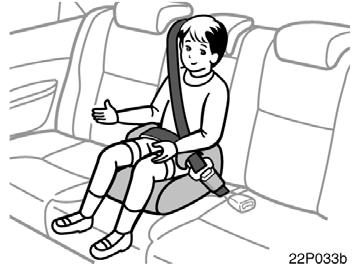 Installation with 3 point type seat belt 22p033b 22p034b 22p018b (C) Booster seat (A) INFANT SEAT INSTALLATION An infant
