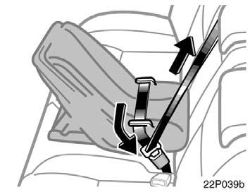To hold the infant seat securely, make sure the belt is in the lock mode before letting the belt