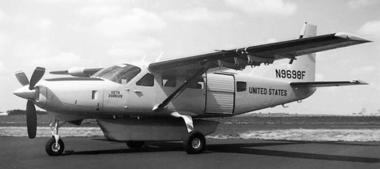 U-27 Cessna 208A Caravan span: 52'1", 15.88 m length: 37'7", 11.46 m engines: 1 Pratt & Whitney PT6A-114 max. speed: 214 mph, 344 km/h (Source: B.C.F. Klein, via 1000aircraftphotos.