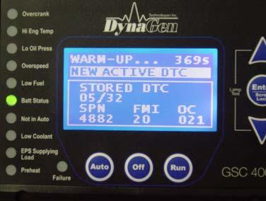 Once the last DTC message is displayed, the display will begin scrolling though other GSC400 parameters as normal. The DTC messages are no longer available for viewing. 5.13.