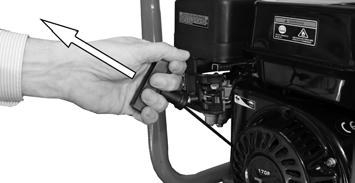 6. Pull the starting handle lightly until you start to feel resistance. Then pull up and away suddenly to start the engine. NOTE: You might need to do this more than once.