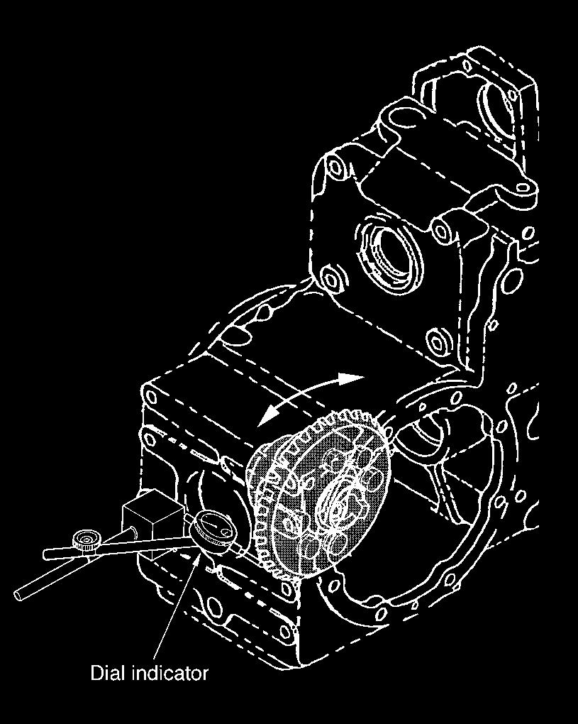 4) Differential Assembly (1) Disassembly 1. If installed, remove the bearings ➀. 2. Remove the bolts ➁, and separate the ring gear ➂ from the differential housing ➃. 3.