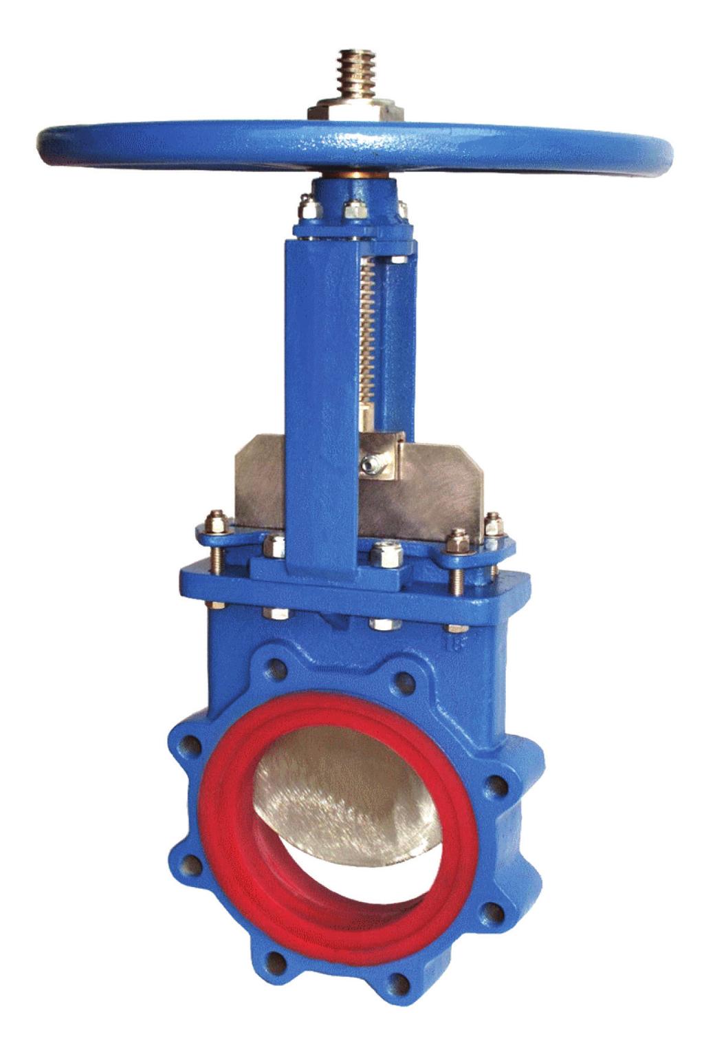 Figure 65 Urethane Lined Ductile Iron Body Knife Gate Valve Heavy duty cast ductile iron body, packing gland and yoke for the most rugged service. Heavy duty solid lug body design.