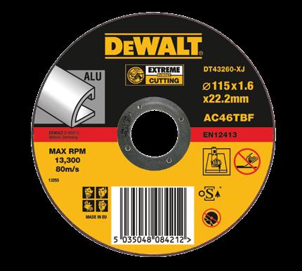 DeWALT ABRASIVE PRODUCT IDENTIFICATION DEWALT utilises an industry recognised colour coding and identification system to help users identify the right bonded abrasive wheel for their application.