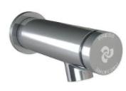 KM066WT-114 Metering valve wall spout Chrome plated Differences: Metering wall spout 1/2 BSPT male connection end 119mm throw (measured from connection at the back to the