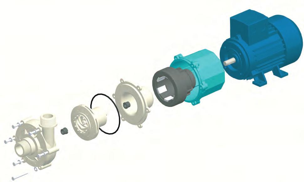Depending on the pump design, the driven rotor is directly or indirectly connected with the impeller. Thus the impeller is driven without the need of a shaft seal.