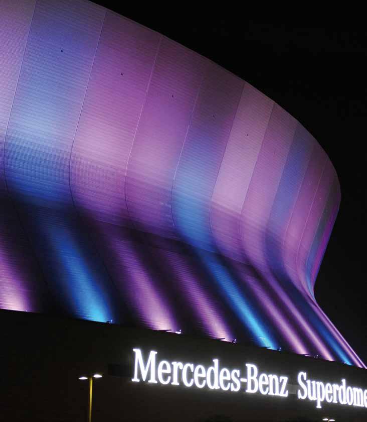 Exterior 0 TM FLAWLESS COLOR MIXING WITH A PUNCH Mercedes-Benz Superdome, New Orleans, Louisiana, US, Photo Credits: Solomon Group BRIGHT AND EVEN COLOR For lighting designs requiring perfect
