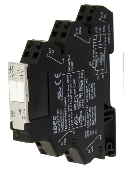 RV8 relays are good for higher load switching applications, panels with high I/O content and commercial HV panels. UL listed when paired with a corresponding socket.