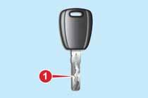 THE KEYS 1) 1) MECHANICAL KEY The metal insert 1 fig. 2 operates: the ignition switch; the door and tailgate locks (where provided); the locking/unlocking of the fuel cap.