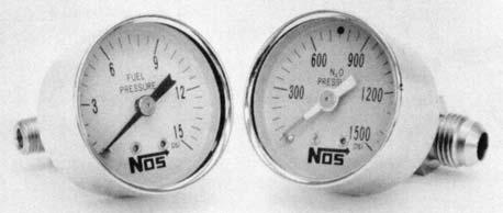 Nitrous Oxide Accessories Nitrous and Fuel Pressure Gauges, P/N 15900NOS & 15910-MNOS, allow you to monitor nitrous and fuel pressure to maximize performance, while making