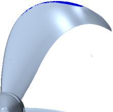 Figure 5: Grid refinements are used on the propeller surface and the blade tips to achieve better resolution.