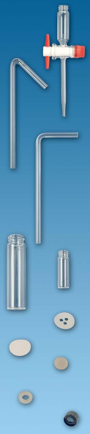 11) Stopcock/Dropping funnel, large Has a PTFE key and 13 mm screw thread. Catalogue No. 3061181 11) 12) Glass tube 45 6mmdiameter. Catalogue No. 3061190 12) 13) Glass tube 90 6mmdiameter.