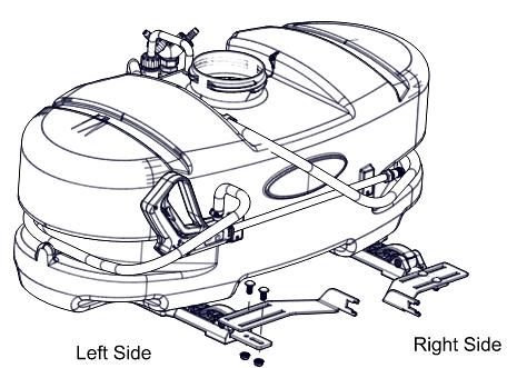 Step 2 Assembly Procedure (LG-25-BL-QR) After your tank brackets are securely attached, turn the tank assembly over and position it so that the cam handles which extend beyond the back of the tank