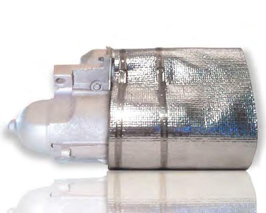 The Starter Heat Shield reflects over 90% of radiant heat, adding life to the starter and assuring reliable starts.