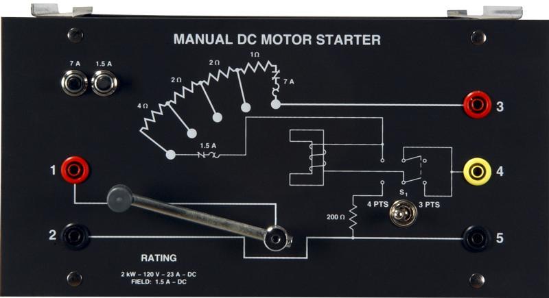 3.9 kg (8.6 lb) Manual DC Motor Starter 8519-05 The Manual DC Motor Starter module is designed to start the DC Motor/ Generator, Model 8501, from a dc power source.