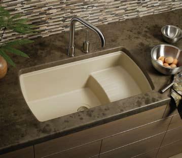 Quartech Double and Single Bowl Harmony ELQTU342210LHK / LK7722SSS Harmony ELQTULB342210JV / LK7320CR Quartech Quartech Sink Features Molded with up to 85% finely ground, natural quartz and resin