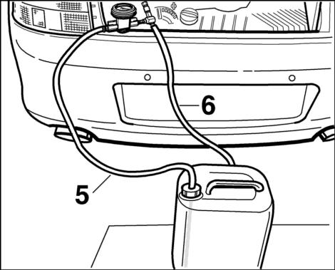 - Using the provided feed hose, drop it into your large bucket containing some of the old coolant plus new mixture (50% coolant + 50% distilled water) to refresh it, or from your bucket filled with