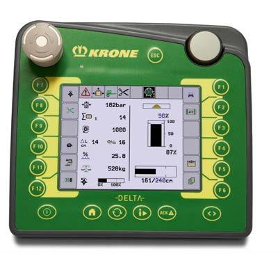 existing tractor terminal to control the baler Delta terminal The Delta terminal is a convenient display unit that makes it easy to control and monitor the KRONE machine attached.