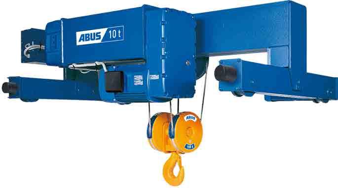 ABUS electric wire rope hoists for double-girder travelling cranes Load capacity: up to 63 t Type D Standard Crab Unit articulated end carriage connection for firm