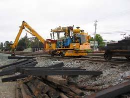 Crosstie replacement: A wooden railroad tie, which weighs 200 pounds and is nine feet long, typically lasts 40 to 70 years.