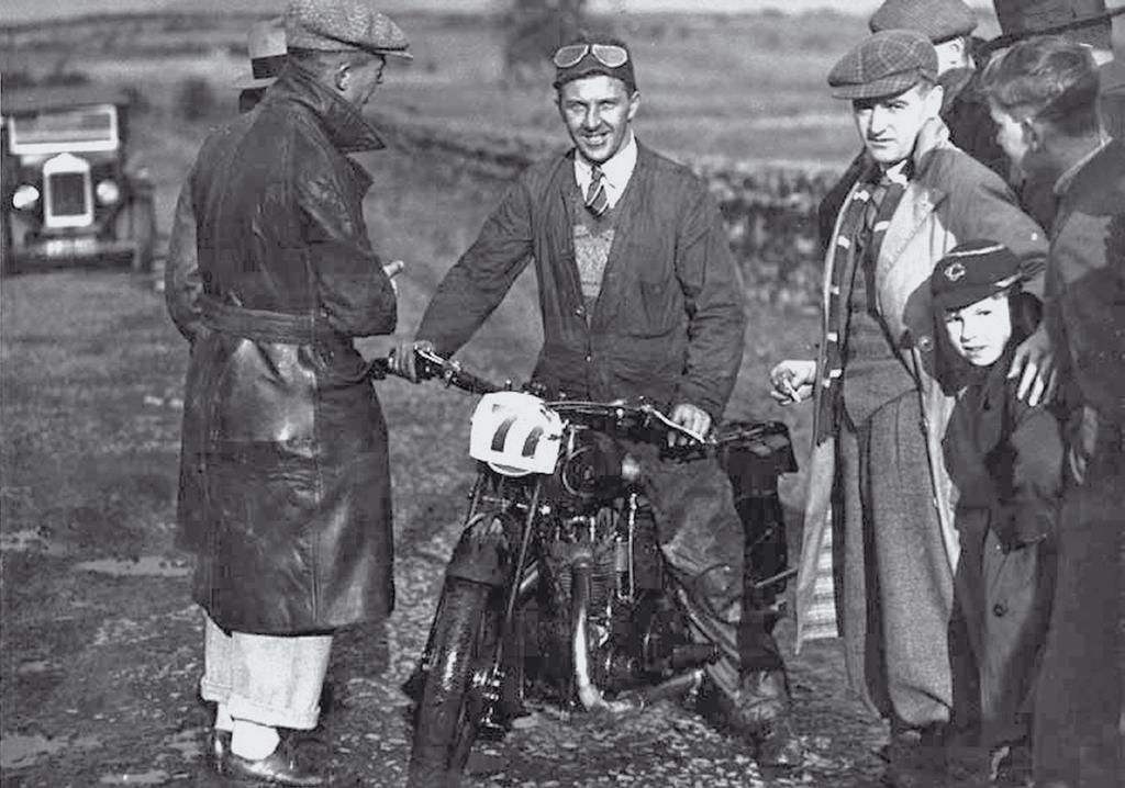 Another local rider, Bernard Crabtree from Kendal, recalled that he was competing in a grass track meeting in the 1930s without a crash helmet.