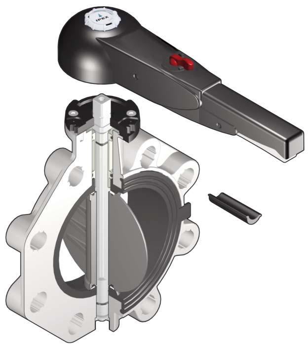 Components NSF 61 listed EPDM or FPM liner and corrosion resistant PVC discs are the only wetted components on the valve EasyFit Labeling System Lockable Ergonomic Handle Body molded from high