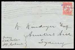 with 'DELIVERY ROOM/15DE14 B/GPO/SYDNEY' cds, Sydney b/s of the same date in red, horizontal fold. Mail posted aboard ship was often uncancelled until arrival at the first major port.