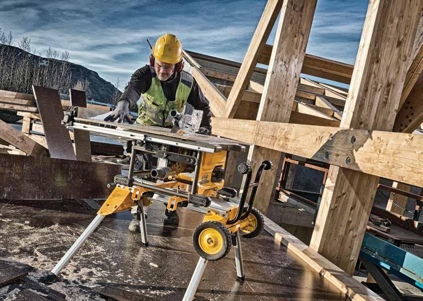 TAKE YOUR WORKSHOP ANYWHERE TABLE SAW The WORLD'S FIRST cordless table saw featuring a 610 mm ripping capacity with class leading rack and pinion fence