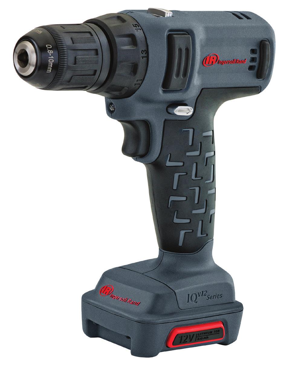 IQ V12 Series Drill/Driver D1130 3/8'' 15-position clutch maximizes fastening control Impact- and chemical-resistant housing protects against repeated 6-foot drops onto concrete and exposure to shop